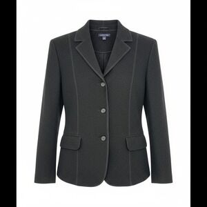 Lands' End Women's Black Wool Three Button Blazer Size 14 Career